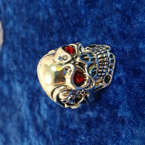 None Other - Skeleton Skull Statement Ring Stainless Steel Red Eyes Gothic Bikers Streetwear
